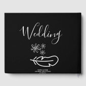 Feather Floral Pink Champagne Einladung Hochzeitsf Gästebuch (Rückseite)