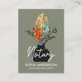 Feather Floral QR Code Notary Loan Signing Agent Visitenkarte (Vorderseite)
