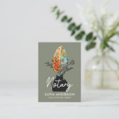 Feather Floral QR Code Notary Loan Signing Agent Visitenkarte (Stehend Vorderseite)