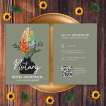 Feather Floral QR Code Notary Loan Signing Agent
