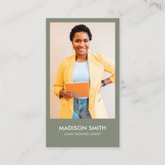 Feather Foto QR Code Notary Loan Signing Agent Visitenkarte (Vorderseite)