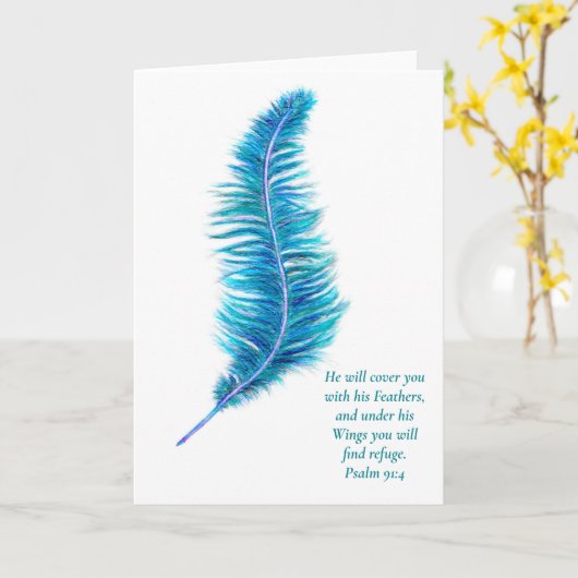 Feather Greeting Card Psalm 91:4 Karte (Gelbe Blume)
