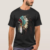 Feather Headdress Native Amerikanische Ureinwohner T-Shirt (Vorderseite)