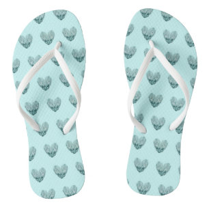 Feather heart in soft green badesandalen