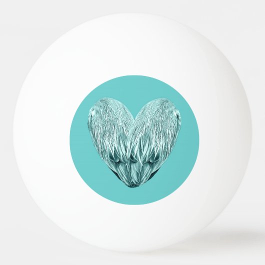 Feather heart in soft green tischtennisball (Vorderseite)