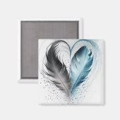 Feather Heart - Light Blue Magnet (Vorderseite/Rückseite)