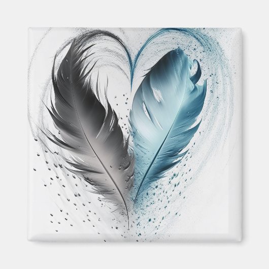 Feather Heart - Light Blue Magnet (Vorne)