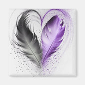 Feather Heart - Lila Magnet (Vorne)