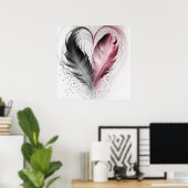 Feather Heart - Red Poster (Heimbüro)