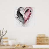 Feather Heart - Red Poster (Küche)