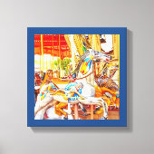 Feather Horse Carousel zum Genussbegehen Leinwanddruck (Vorderseite)