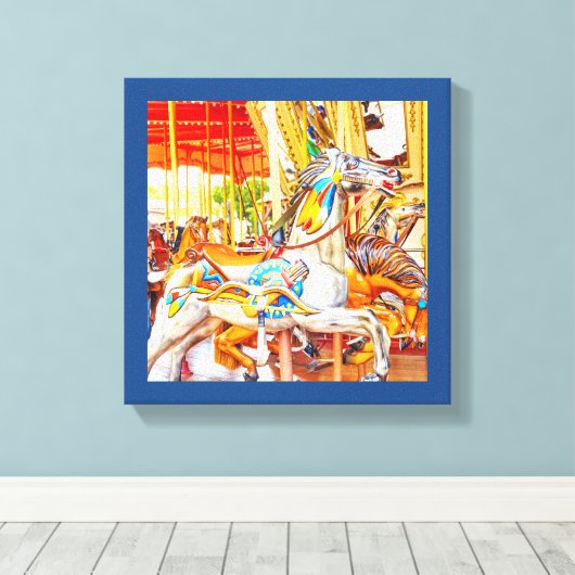 Feather Horse Carousel zum Genussbegehen Leinwanddruck (Insitu (Holzboden))