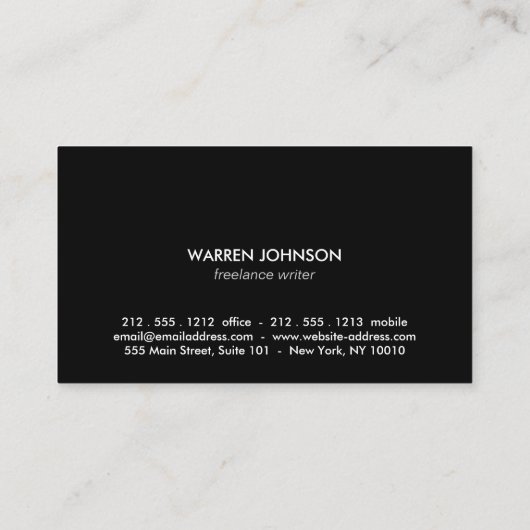 Feather Logo auf Schwarz/Grau für Autoren und Auto Visitenkarte (Rückseite)