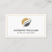 Feather Logo | Gold Border Frame Business Card Visitenkarte (Vorderseite)