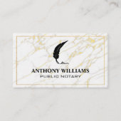 Feather Logo | Goldgrenze | Marmor Visitenkarte (Vorderseite)