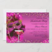 Feather Mask Masquerade Junggeselinnen-Abschied la Einladung (Vorderseite)