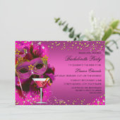 Feather Mask Masquerade Junggeselinnen-Abschied la Einladung (Stehend Vorderseite)