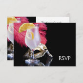 Feather Mask Masquerade Party UAWG RSVP Karte (Vorne/Hinten)