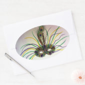 Feather Masquerade Maske Custom Oval Stickers (Umschlag)