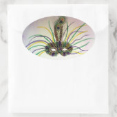 Feather Masquerade Maske Custom Oval Stickers (Tasche)