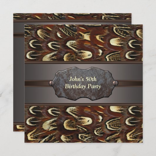 Feather Metal Mans 50. Geburtstag Einladung (Vorne/Hinten)