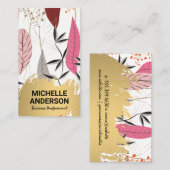 Feather Modern Boho | Gold gebürstet Visitenkarte (Vorne/Hinten)