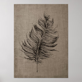 Feather no.1 mit Imitate Linen Taupe Art Poster