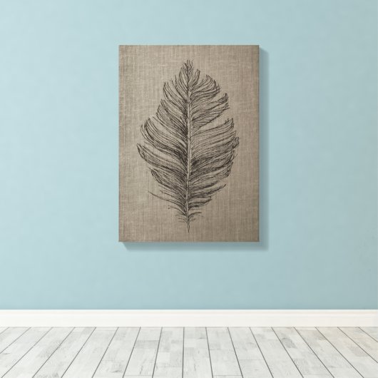 Feather no 2 Taupe Leinwand Kunst, Dichtung und Mu (Insitu (Holzboden))