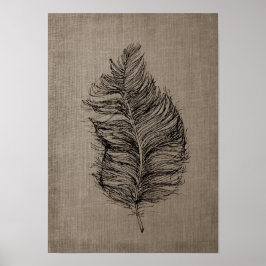 Feather no.3 mit Imitate Linen Taupe Art Poster