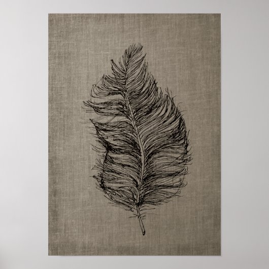 Feather no.3 mit Imitate Linen Taupe Art Poster (Vorne)