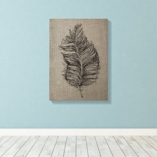 Feather no 3 Taupe Leinwand Kunst, Dichtung und Mu (Insitu (Holzboden))