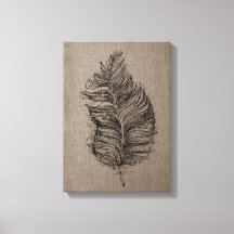 Feather no 3 Taupe Leinwand Kunst, Dichtung und Mu