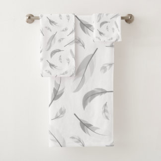 Feather pattern badhandtuch set