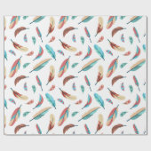 Feather Pattern Boho Chic Geschenkpapier (Flach)