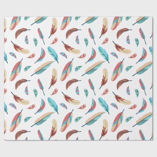 Feather Pattern Boho Chic Geschenkpapier (Flach)