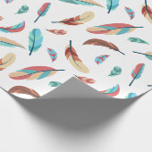 Feather Pattern Boho Chic Geschenkpapier (Ecke)