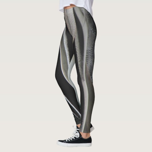 Feather Pattern Wild Bird Black Grace Streifen Leggings (Links)