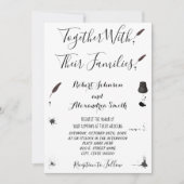 Feather Pen & Inkwell Wedding Einladung (Vorderseite)