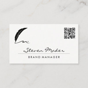 Feather Pen Logo   QR Code Business Card Visitenkarte