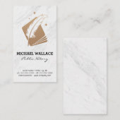 Feather Pen und Booklet | Marble Business Card Visitenkarte (Vorne/Hinten)