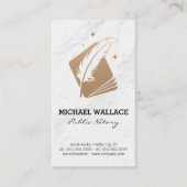 Feather Pen und Booklet | Marble Business Card Visitenkarte (Vorderseite)