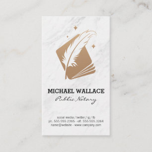 Feather Pen und Booklet   Marble Business Card Visitenkarte