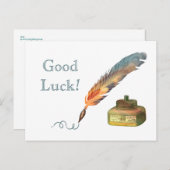 Feather Pen Viel Glück Postkarte (Vorne/Hinten)