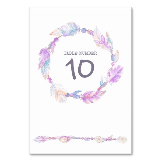 Feather Perlen Kranz Aquarellkunst Tischnummern (Vorderseite)