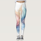 Feather Print Leggings, Pastel Feather Leggings (Vorderseite)