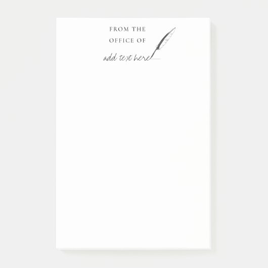 Feather Quill Author Writer Custom Personalisiert Post-it Klebezettel (Vorderseite)
