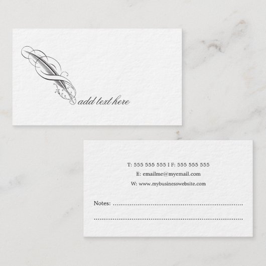 Feather Quill Author Writer Editor Publishing Visitenkarte (Vorne/Hinten)