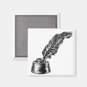 Feather Quill Ink Pen in Inkwell Magnet (Vorderseite/Rückseite)