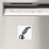 Feather Quill Ink Pen in Inkwell Magnet (In Situ (Geschirrspüler))