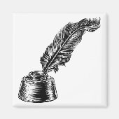 Feather Quill Ink Pen in Inkwell Magnet (Vorne)